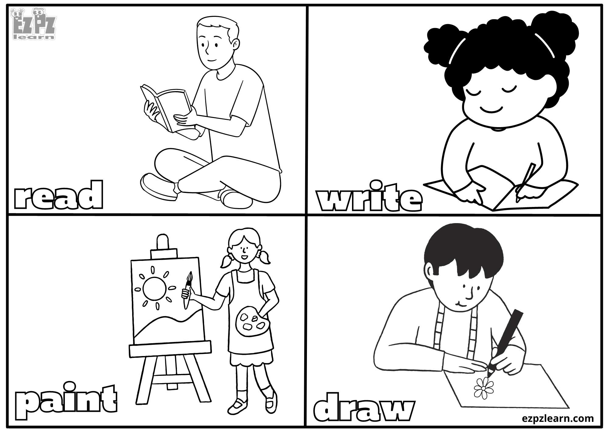 Action Verbs Coloring Pages 